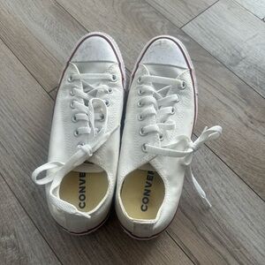 Converse White Canvas Sneakers with Red Trim size 8.5 womes